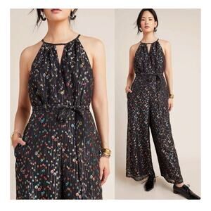 Anthropologie Eva Franco Edita Halter Jumpsuit Sz 2 Multi Metallic $188‎ Party